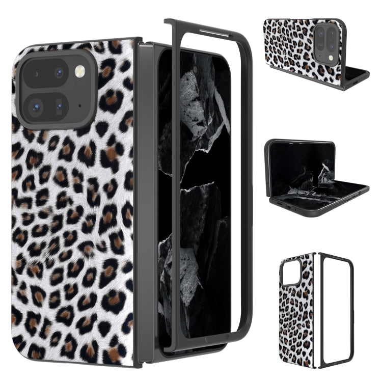 For Google Pixel 9 Pro Fold Black Frame Leopard Full Coverage Phone Case(Silver Leopard) - Google Cases by PMC Jewellery | Online Shopping South Africa | PMC Jewellery | Buy Now Pay Later Mobicred