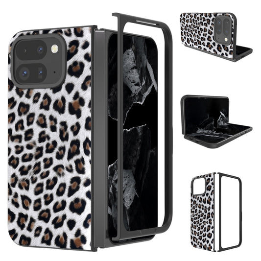 For Google Pixel 9 Pro Fold Black Frame Leopard Full Coverage Phone Case(Silver Leopard) - Google Cases by PMC Jewellery | Online Shopping South Africa | PMC Jewellery | Buy Now Pay Later Mobicred