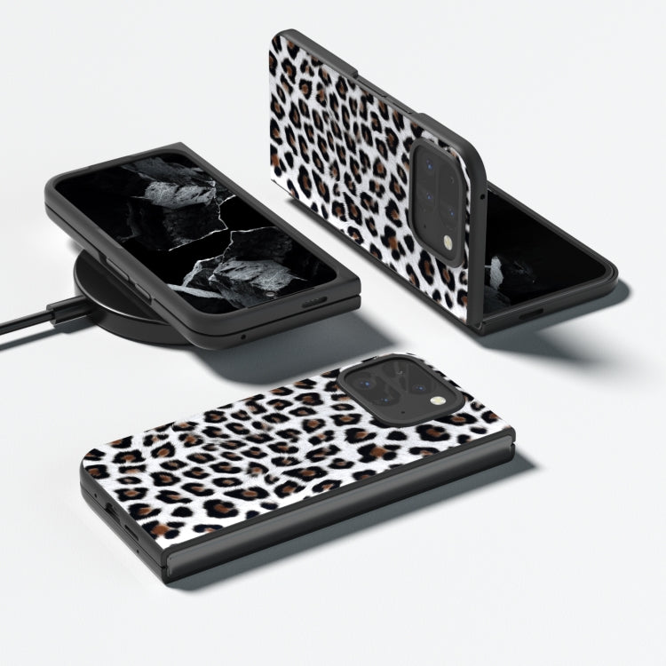 For Google Pixel 9 Pro Fold Black Frame Leopard Full Coverage Phone Case(Silver Leopard) - Google Cases by PMC Jewellery | Online Shopping South Africa | PMC Jewellery | Buy Now Pay Later Mobicred