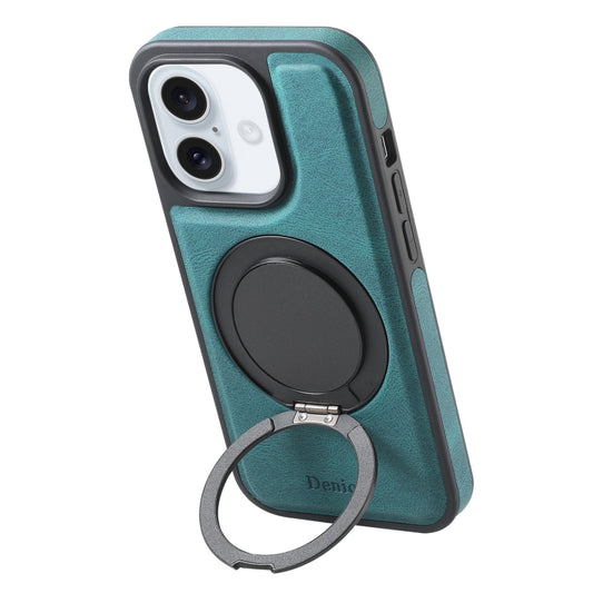 For iPhone 16 Denior A14 Skin Feel Rotating Holder MagSafe Phone Case(Blue) - iPhone 16 Cases by Denior | Online Shopping South Africa | PMC Jewellery | Buy Now Pay Later Mobicred