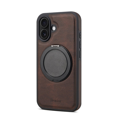 For iPhone 16 Denior A14 Skin Feel Rotating Holder MagSafe Phone Case(Brown) - iPhone 16 Cases by Denior | Online Shopping South Africa | PMC Jewellery | Buy Now Pay Later Mobicred