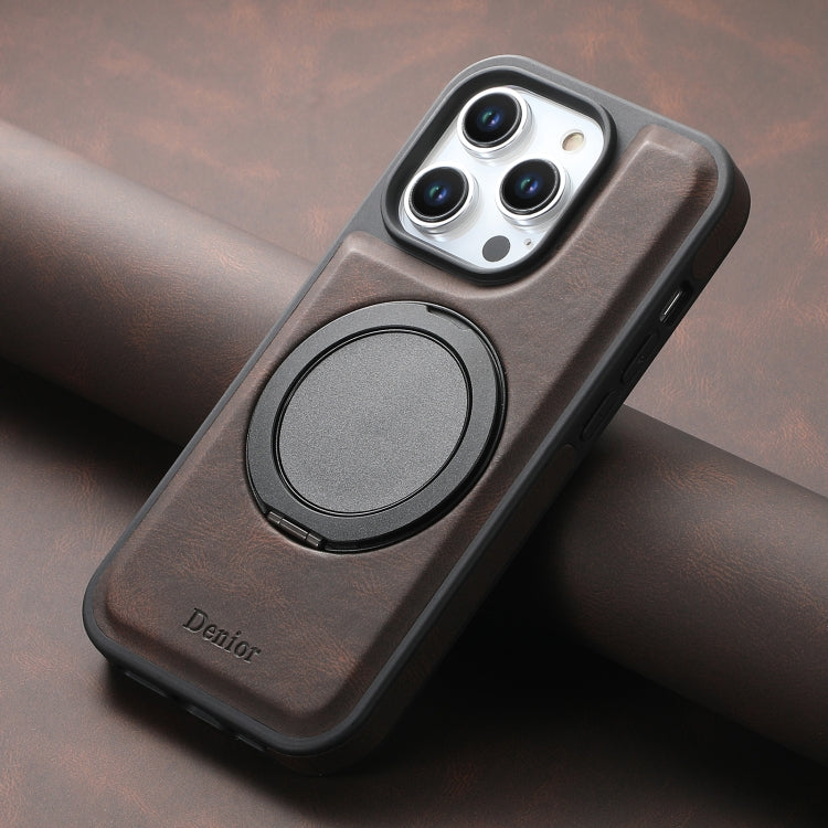 For iPhone 16 Pro Denior A14 Skin Feel Rotating Holder MagSafe Phone Case(Brown) - iPhone 16 Pro Cases by Denior | Online Shopping South Africa | PMC TechLife | Buy Now Pay Later Mobicred