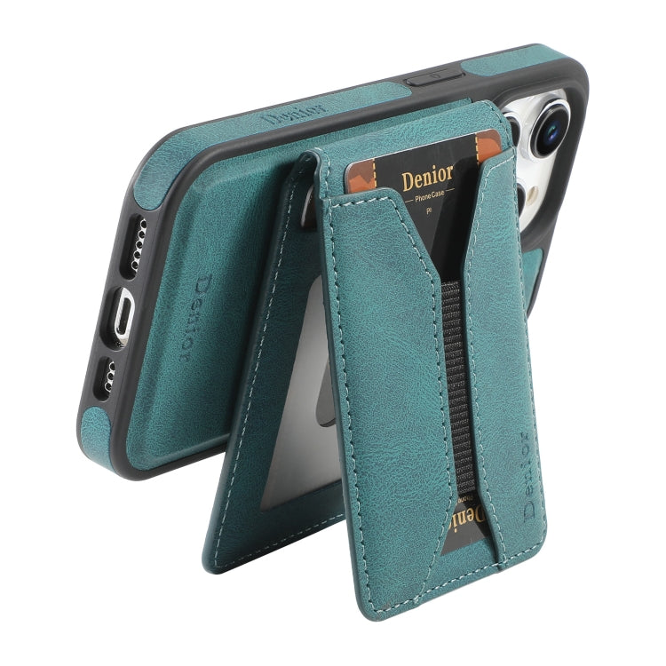 For iPhone 16 Pro Denior D18 Skin Feel Rotating Holder MagSafe Detachable Card Slot Phone Case(Blue) - iPhone 16 Pro Cases by Denior | Online Shopping South Africa | PMC Jewellery | Buy Now Pay Later Mobicred