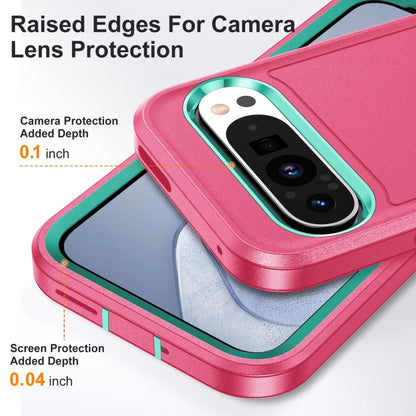 For Google Pixel 9 Pro Rugged PC + Silicone Phone Case with Holder(Rose Red+Light Green) - Google Cases by PMC Jewellery | Online Shopping South Africa | PMC Jewellery | Buy Now Pay Later Mobicred