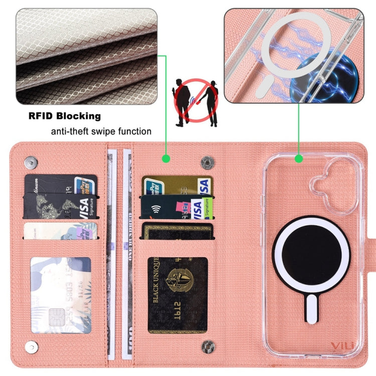 For Samsung Galaxy S24+ 5G ViLi GHA-C Series RFID MagSafe Magnetic Flip Leather Phone Case(Pink) - Galaxy S24+ 5G Cases by ViLi | Online Shopping South Africa | PMC Jewellery | Buy Now Pay Later Mobicred