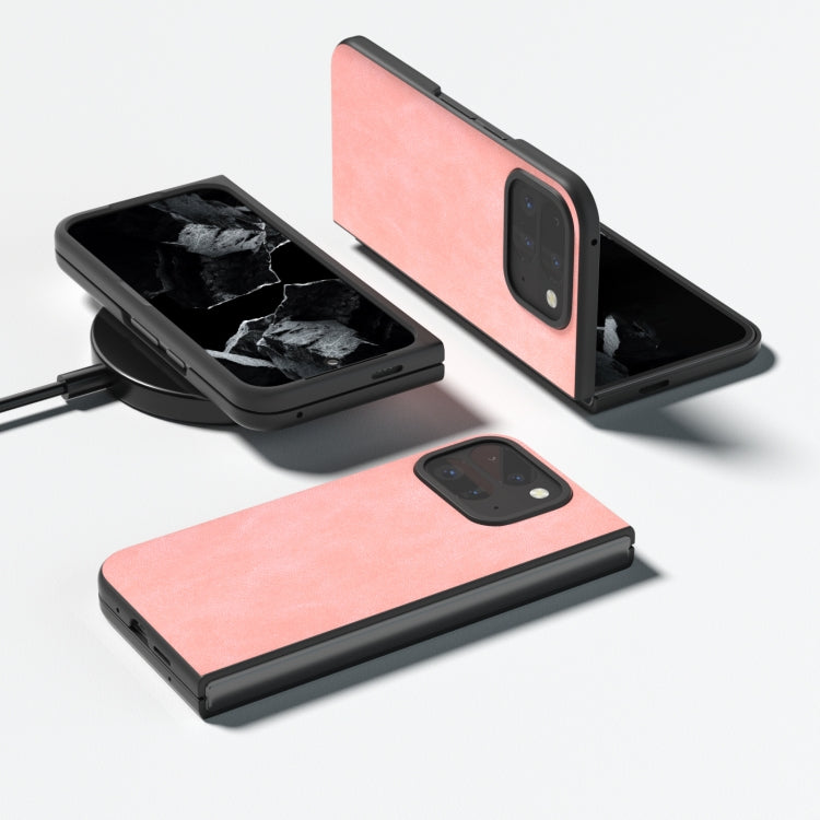 For Google Pixel 9 Pro Fold Black Frame PU Leather Full Coverage Phone Case(Pink) - Google Cases by PMC Jewellery | Online Shopping South Africa | PMC Jewellery | Buy Now Pay Later Mobicred