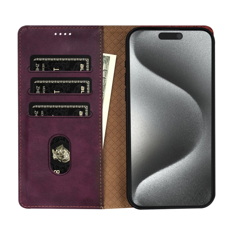 For iPhone 16 Pro Max N.BEKUS CSJ-P1 Solid Color Leather Phone Case(Wine Red) - iPhone 16 Pro Max Cases by N.BEKUS | Online Shopping South Africa | PMC TechLife | Buy Now Pay Later Mobicred