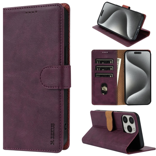 For iPhone 16 Pro N.BEKUS CSJ-P1 Solid Color Leather Phone Case(Wine Red) - iPhone 16 Pro Cases by N.BEKUS | Online Shopping South Africa | PMC Jewellery | Buy Now Pay Later Mobicred