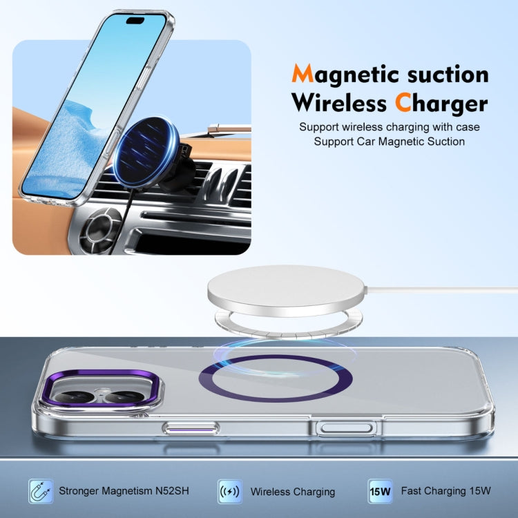 For iPhone 16 Plus Ice Feel HD Transparent MagSafe PC Full Coverage Phone Case(Purple) - iPhone 16 Plus Cases by PMC TechLife | Online Shopping South Africa | PMC TechLife | Buy Now Pay Later Mobicred