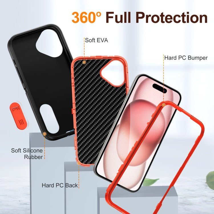 For iPhone 16 Plus Rugged PC + Silicone Phone Case with Holder(Black+Orange) - iPhone 16 Plus Cases by PMC TechLife | Online Shopping South Africa | PMC TechLife | Buy Now Pay Later Mobicred