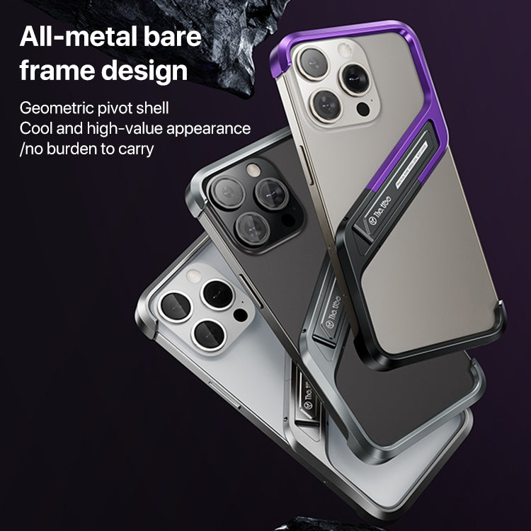 For iPhone 16 Pro Max S-shaped Stand Frameless Metal Phone Case(Grey) - iPhone 16 Pro Max Cases by PMC Jewellery | Online Shopping South Africa | PMC Jewellery | Buy Now Pay Later Mobicred