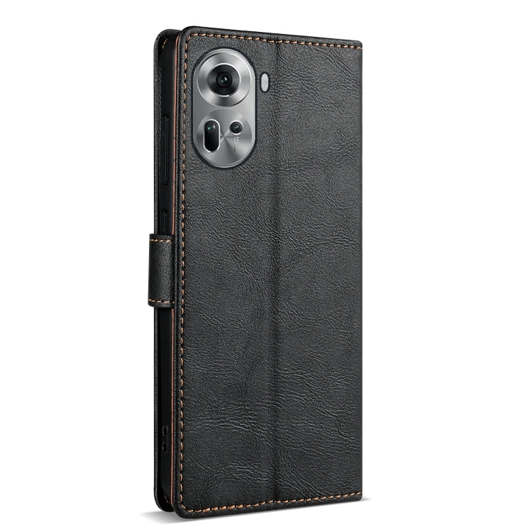 For OPPO Reno11 Pro 5G Global N.BEKUS CSJ-P1 Solid Color Leather Phone Case(Black) - Reno11 Pro Cases by N.BEKUS | Online Shopping South Africa | PMC Jewellery | Buy Now Pay Later Mobicred