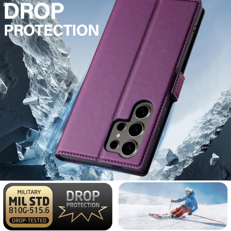 For Samsung Galaxy S24 Ultra 5G LC.IMEEKE L1 Series Frosted Fine Texture PU Phone Case(Purple) - Galaxy S24 Ultra 5G Cases by LC.IMEEKE | Online Shopping South Africa | PMC Jewellery | Buy Now Pay Later Mobicred