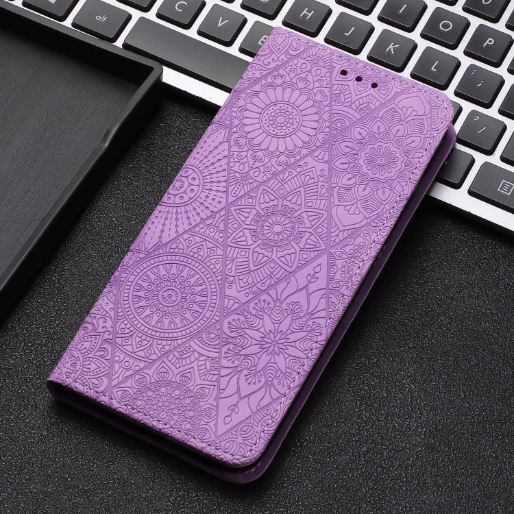 For Google Pixel 9 / 9 Pro Ethnic Embossed Adsorption Leather Phone Case(Purple) - Google Cases by PMC Jewellery | Online Shopping South Africa | PMC Jewellery | Buy Now Pay Later Mobicred