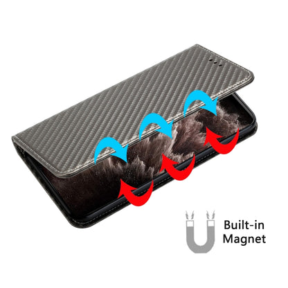 For iPhone 16 Pro Carbon Fiber Texture Magnetic Flip Leather Phone Case(Grey) - iPhone 16 Pro Cases by PMC Jewellery | Online Shopping South Africa | PMC Jewellery | Buy Now Pay Later Mobicred