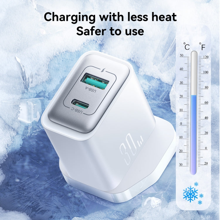 JOYROOM JR-TCF15 30W USB+USB-C / Type-C Fast Charger, Specification:UK Plug(White) - USB Charger by JOYROOM | Online Shopping South Africa | PMC Jewellery | Buy Now Pay Later Mobicred