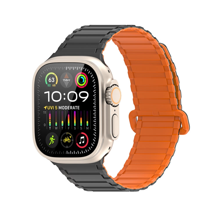 For Apple Watch SE 2023 44mm DUX DUCIS KJ Series Magnetic Buckle Silicone Watch Band(Black Orange) - Watch Bands by DUX DUCIS | Online Shopping South Africa | PMC Jewellery | Buy Now Pay Later Mobicred