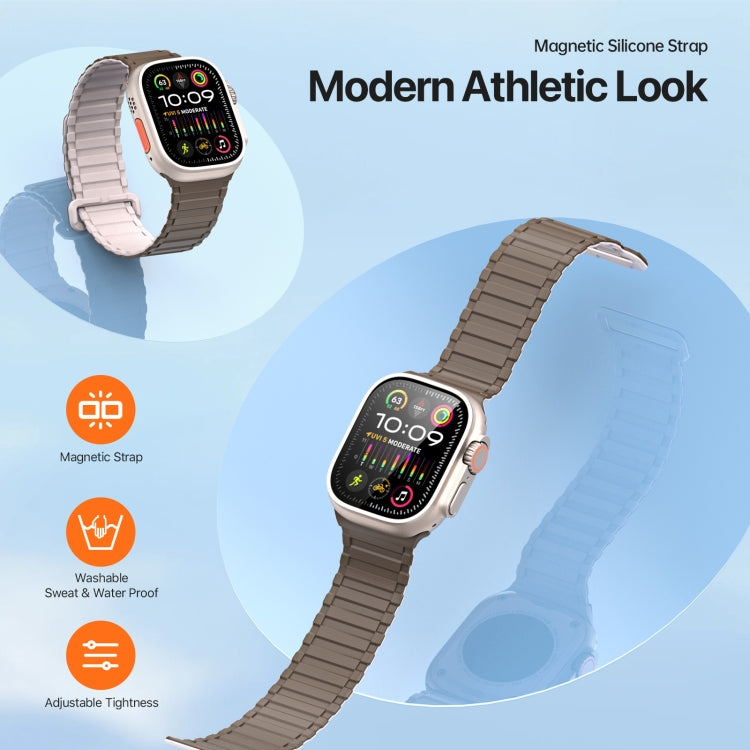 For Apple Watch Series 6 44mm DUX DUCIS KJ Series Magnetic Buckle Silicone Watch Band(Brown Grey) - Watch Bands by DUX DUCIS | Online Shopping South Africa | PMC Jewellery | Buy Now Pay Later Mobicred