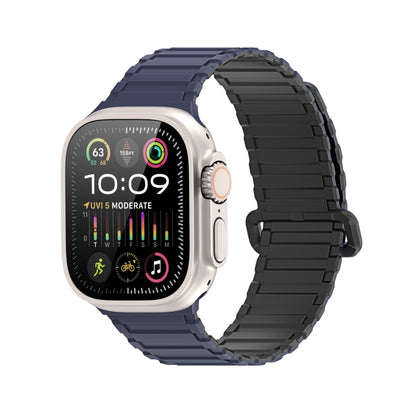 For Apple Watch Series 5 44mm DUX DUCIS KJ Series Magnetic Buckle Silicone Watch Band(Black Blue) - Watch Bands by DUX DUCIS | Online Shopping South Africa | PMC Jewellery | Buy Now Pay Later Mobicred