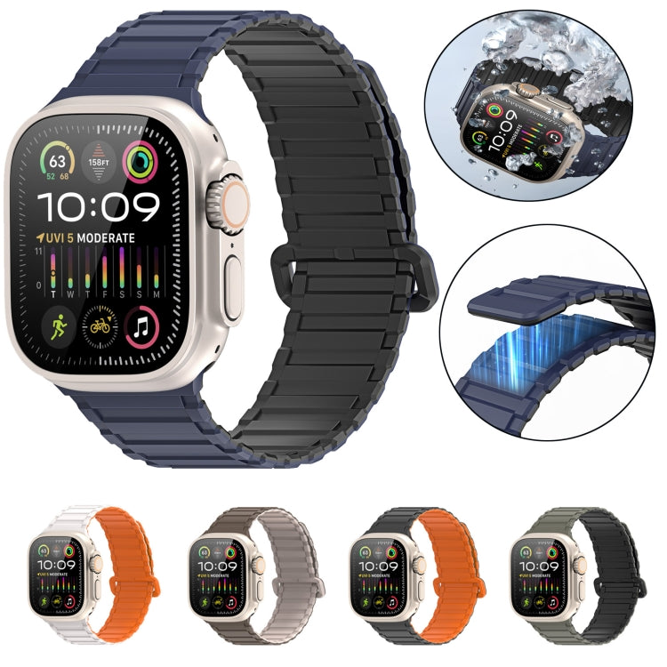 For Apple Watch Series 7 45mm DUX DUCIS KJ Series Magnetic Buckle Silicone Watch Band(Black Green) - Watch Bands by DUX DUCIS | Online Shopping South Africa | PMC Jewellery | Buy Now Pay Later Mobicred