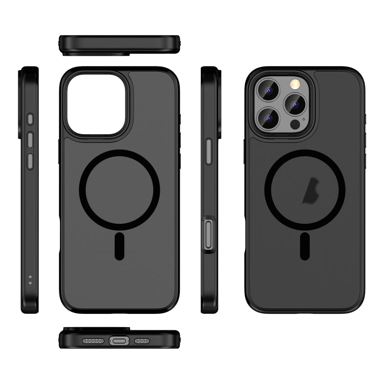 For iPhone 16 Skin Feel Frosted MagSafe Magnetic Phone Case(Transparent Black) - iPhone 16 Cases by PMC Jewellery | Online Shopping South Africa | PMC Jewellery | Buy Now Pay Later Mobicred