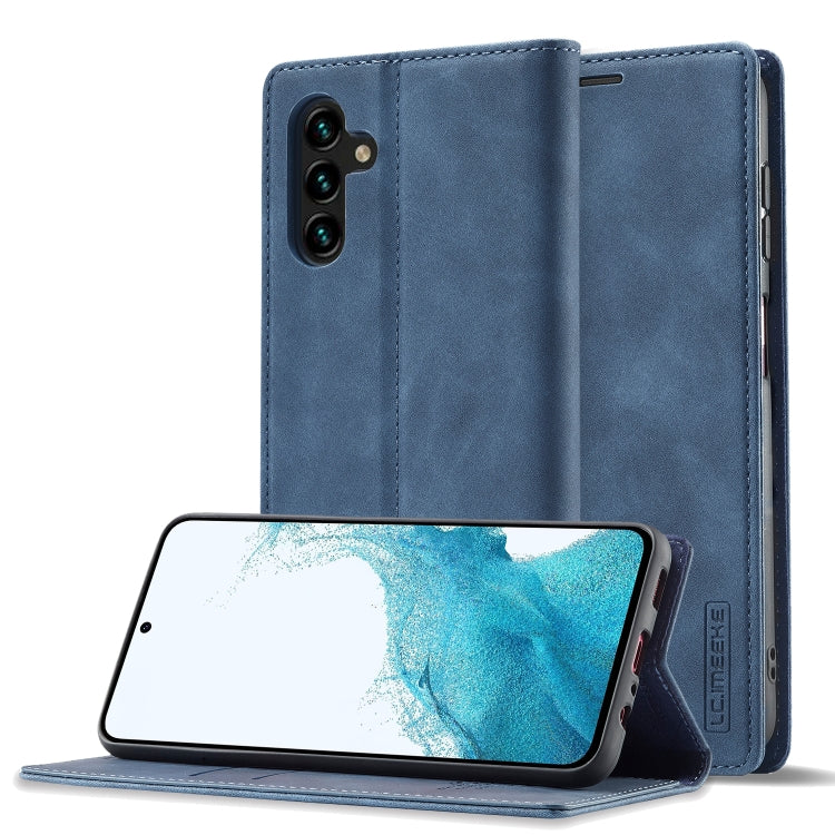 For Samsung Galaxy S24 FE 5G LC.IMEEKE Strong Magnetism Microfiber Leather Phone Case(Blue) - free shipping - PMC Jewellery - Order now!