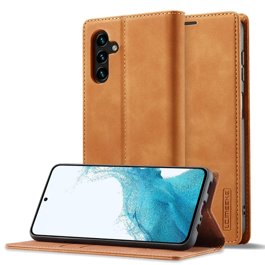 For Samsung Galaxy S24 FE 5G LC.IMEEKE Strong Magnetism Microfiber Leather Phone Case(Brown) - Galaxy S24 FE 5G Cases by LC.IMEEKE | Online Shopping South Africa | PMC Jewellery | Buy Now Pay Later Mobicred