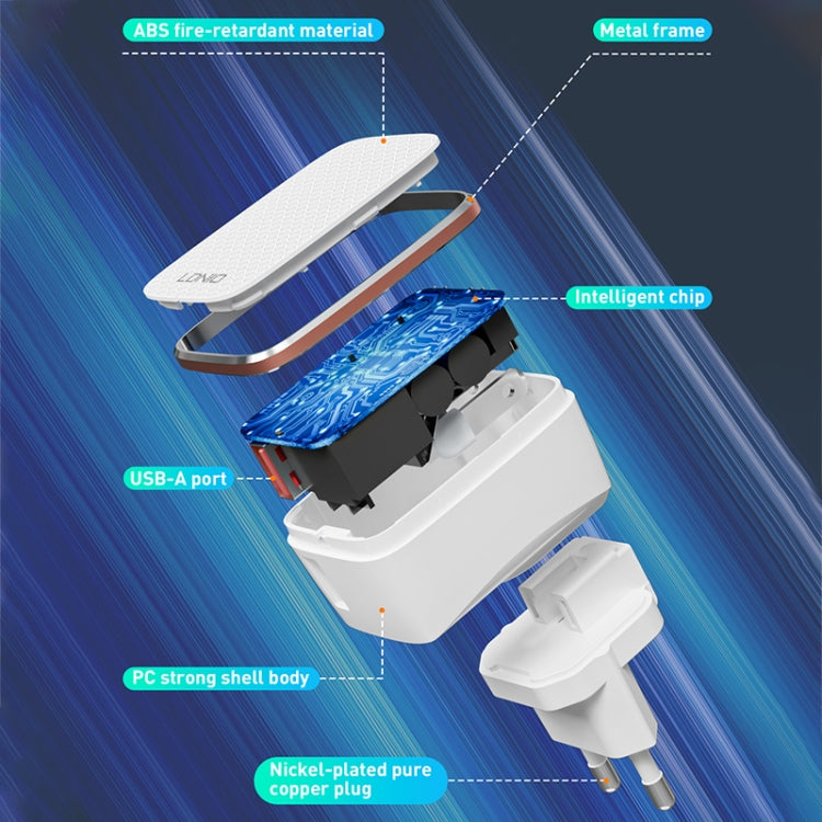 LDNIO A1204Q QC3.0 18W USB Fast Charger with 1m USB to 8 Pin Cable, Plug Type:UK Plug(White Gold) - USB Charger by LDNIO | Online Shopping South Africa | PMC Jewellery | Buy Now Pay Later Mobicred