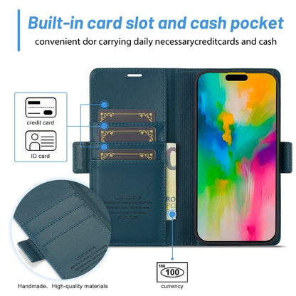 For iPhone 16 LC.IMEEKE Skin-friendly Card Slots Leather Phone Case(Blue) - iPhone 16 Cases by LC.IMEEKE | Online Shopping South Africa | PMC Jewellery | Buy Now Pay Later Mobicred