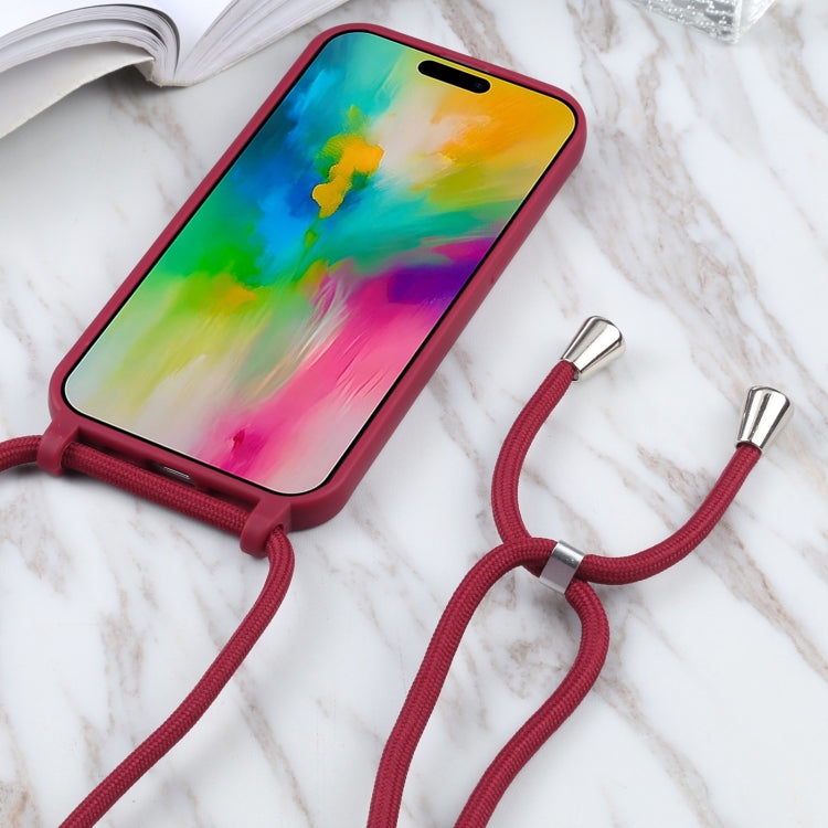 For iPhone 16 Pro Candy Colors TPU Protective Phone Case with Lanyard (Red) - free shipping - PMC TechLife - Order now!