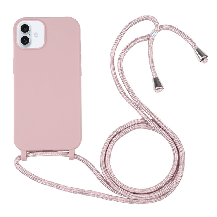 For iPhone 16 Plus Candy Colors TPU Protective Phone Case with Lanyard(Rose Gold) - iPhone 16 Plus Cases by PMC TechLife | Online Shopping South Africa | PMC TechLife | Buy Now Pay Later Mobicred