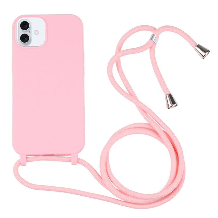 For iPhone 16 Plus Candy Colors TPU Protective Phone Case with Lanyard(Pink) - iPhone 16 Plus Cases by PMC TechLife | Online Shopping South Africa | PMC TechLife | Buy Now Pay Later Mobicred