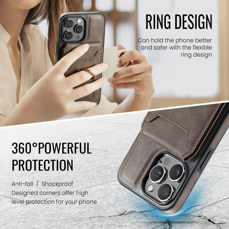 For iPhone 15 Pro Max DG.MING K1 MagSafe Detachable Wallet RFID Back Cover Phone Case(Coffee) - free shipping - PMC Jewellery - Order now!