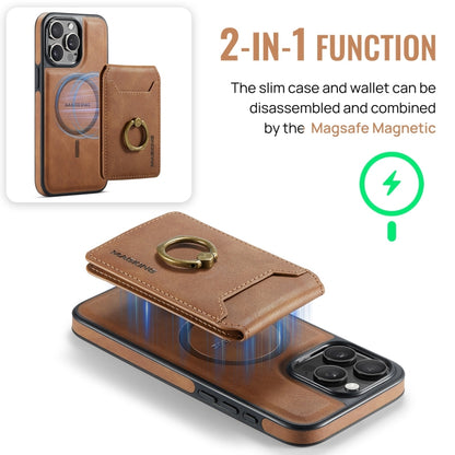 For iPhone 15 Pro Max DG.MING K1 MagSafe Detachable Wallet RFID Back Cover Phone Case(Brown) - iPhone 15 Pro Max Cases by DG.MING | Online Shopping South Africa | PMC Jewellery | Buy Now Pay Later Mobicred