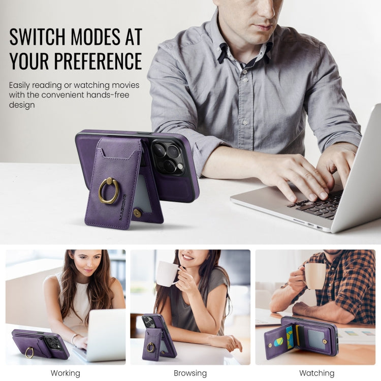 For iPhone 15 Plus DG.MING K1 MagSafe Detachable Wallet RFID Back Cover Phone Case(Purple) - free shipping - PMC Jewellery - Order now!