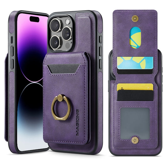 For iPhone 14 Pro Max DG.MING K1 MagSafe Detachable Wallet RFID Back Cover Phone Case(Purple) - iPhone 14 Pro Max Cases by DG.MING | Online Shopping South Africa | PMC Jewellery | Buy Now Pay Later Mobicred