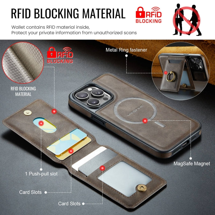 For iPhone 13 Pro DG.MING K1 MagSafe Detachable Wallet RFID Back Cover Phone Case(Coffee) - iPhone 13 Pro Cases by DG.MING | Online Shopping South Africa | PMC Jewellery | Buy Now Pay Later Mobicred