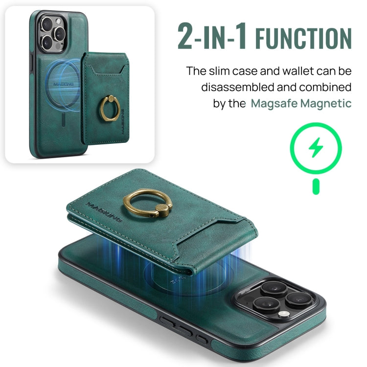 For iPhone 13 DG.MING K1 MagSafe Detachable Wallet RFID Back Cover Phone Case(Green) - iPhone 13 Cases by DG.MING | Online Shopping South Africa | PMC Jewellery | Buy Now Pay Later Mobicred