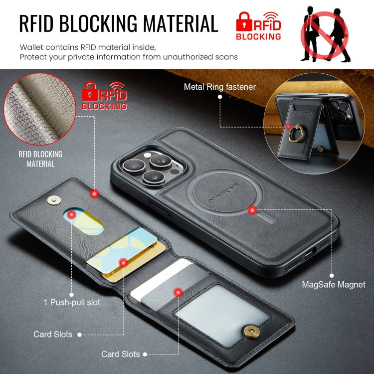 For iPhone 12 DG.MING K1 MagSafe Detachable Wallet RFID Back Cover Phone Case(Black) - free shipping - PMC Jewellery - Order now!