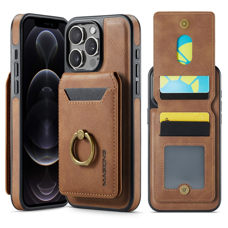 For iPhone 12 Pro Max DG.MING K1 MagSafe Detachable Wallet RFID Back Cover Phone Case(Brown) - free shipping - PMC Jewellery - Order now!