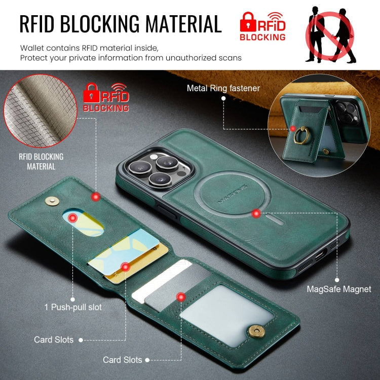 For iPhone 12 Pro Max DG.MING K1 MagSafe Detachable Wallet RFID Back Cover Phone Case(Green) - iPhone 12 Pro Max Cases by DG.MING | Online Shopping South Africa | PMC Jewellery | Buy Now Pay Later Mobicred