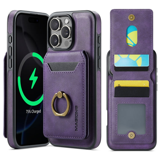 For iPhone 16 Pro Max DG.MING K1 MagSafe Detachable Wallet RFID Back Cover Phone Case(Purple) - iPhone 16 Pro Max Cases by DG.MING | Online Shopping South Africa | PMC Jewellery | Buy Now Pay Later Mobicred