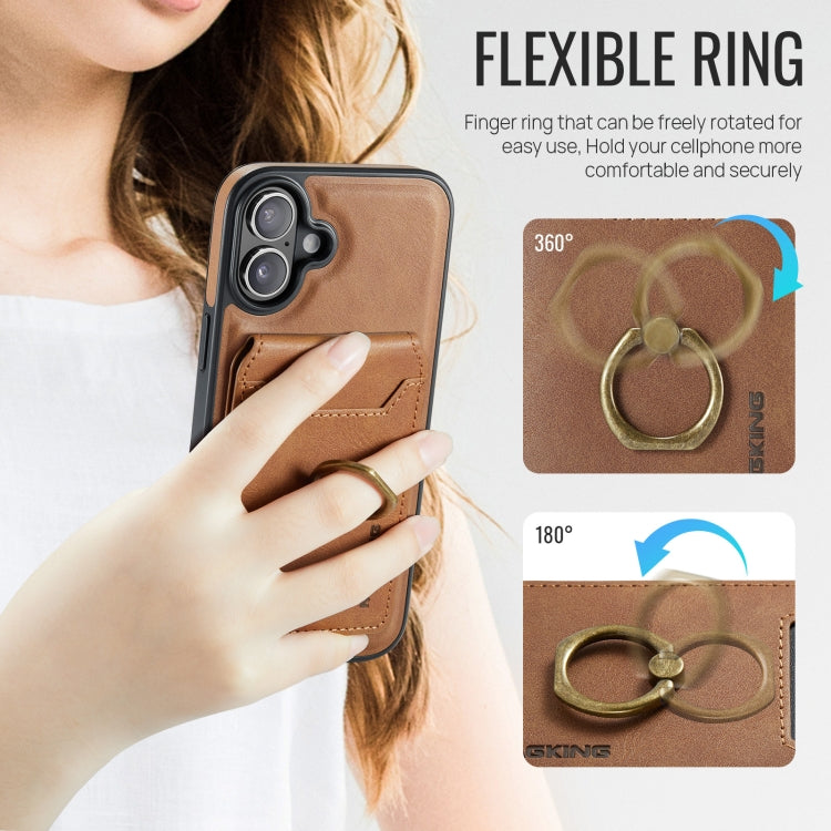 For iPhone 16 DG.MING K1 MagSafe Detachable Wallet RFID Back Cover Phone Case(Brown) - free shipping - PMC Jewellery - Order now!