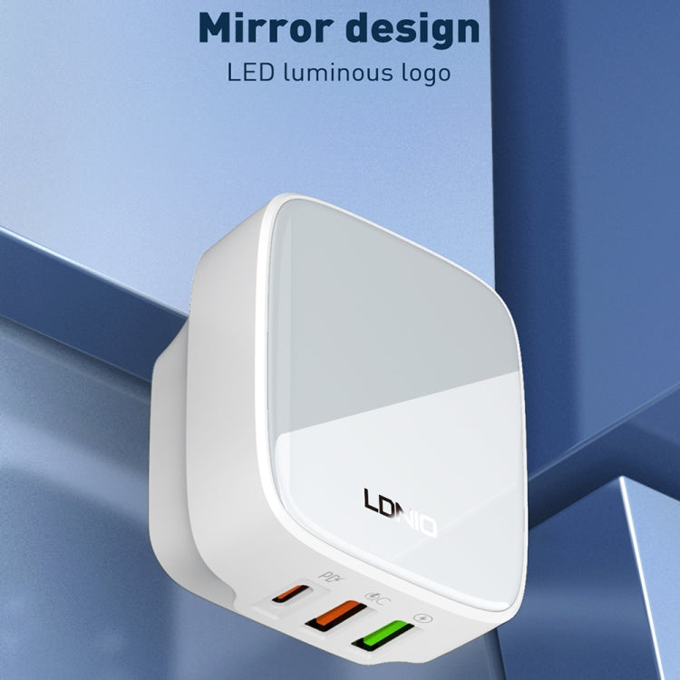 LDNIO Q334 32W Type-C + Dual USB Port Charger with 1m 8 Pin Data Cable, Plug Type:UK Plug(White) - USB Charger by LDNIO | Online Shopping South Africa | PMC Jewellery | Buy Now Pay Later Mobicred