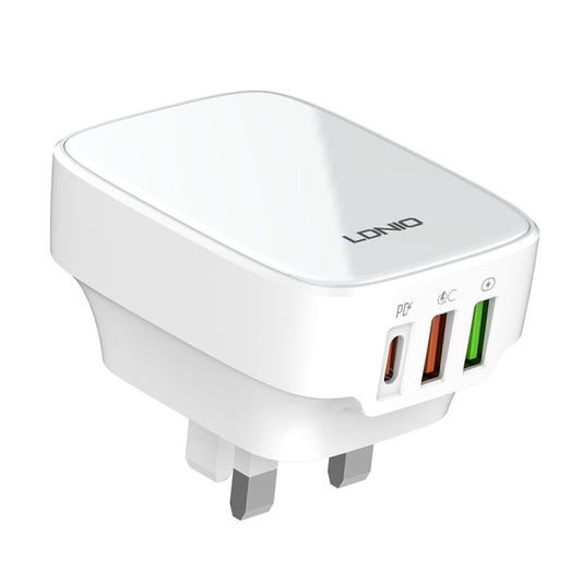 LDNIO Q334 32W Type-C + Dual USB Port Charger with 1m USB-C / Type-C Data Cable, Plug Type:UK Plug(White) - USB Charger by LDNIO | Online Shopping South Africa | PMC Jewellery | Buy Now Pay Later Mobicred