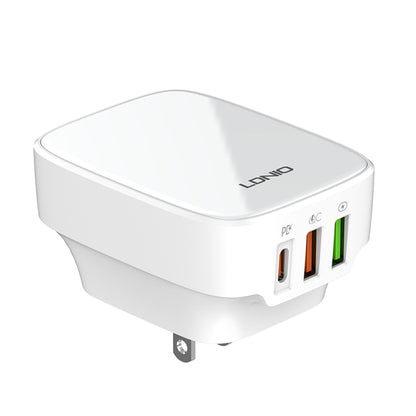 LDNIO Q334 32W Type-C + Dual USB Port Charger with 1m USB-C / Type-C to USB-C / Type-C Data Cable, Plug Type:US Plug(White) - USB Charger by LDNIO | Online Shopping South Africa | PMC Jewellery | Buy Now Pay Later Mobicred