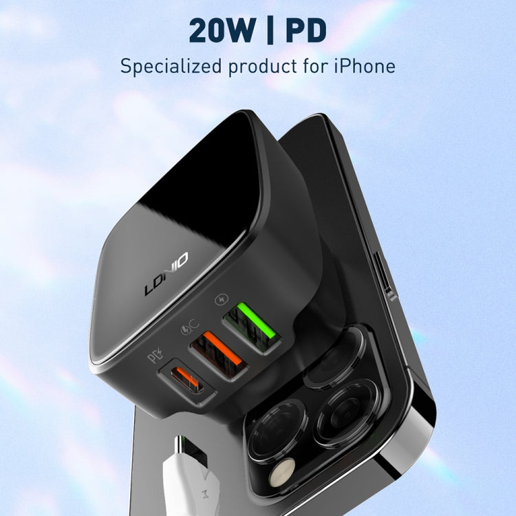 LDNIO Q334 32W Type-C + Dual USB Port Charger with 1m USB-C / Type-C to USB-C / Type-C Data Cable, Plug Type:UK Plug(White) - free shipping - PMC Jewellery - Order now!