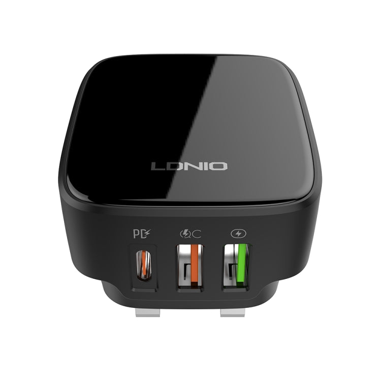 LDNIO Q334 32W Type-C + Dual USB Port Charger with 1m USB-C / Type-C to 8 Pin Data Cable, Plug Type:UK Plug(Black) - USB Charger by LDNIO | Online Shopping South Africa | PMC Jewellery | Buy Now Pay Later Mobicred