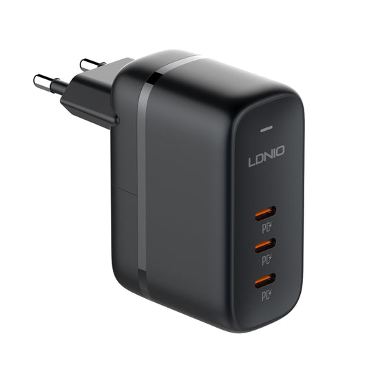 LDNIO Q367 65W GaN 3 x USB-C / Type-C Interface Charger with 1m USB-C / Type-C to USB-C / Type-C Data Cable, Plug Type:EU Plug(Black) - USB Charger by LDNIO | Online Shopping South Africa | PMC Jewellery | Buy Now Pay Later Mobicred