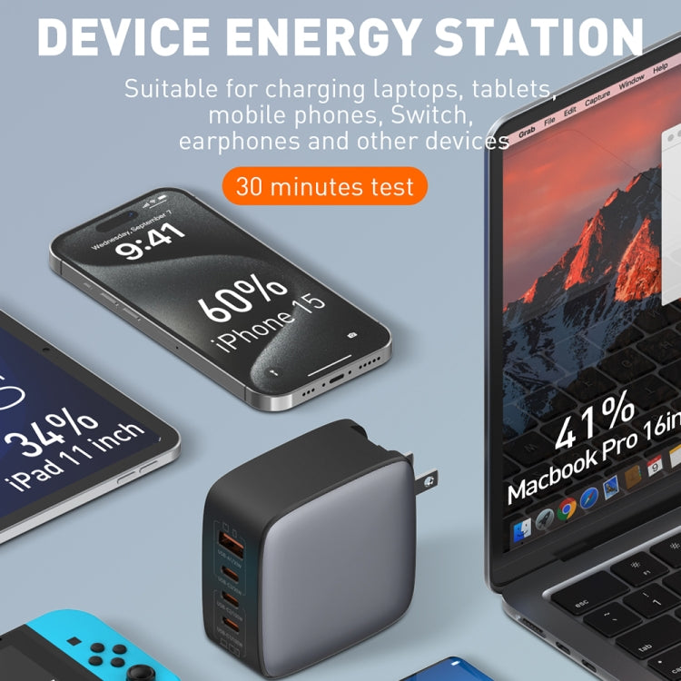 LDNIO Q408 100W GaN USB+3 USB-C / Type-C Interface Charger with 1m 100W USB-C / Type-C to USB-C / Type-C Data Cable, Plug Type:EU Plug(Black) - free shipping - PMC Jewellery - Order now!